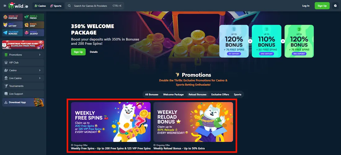 Wild.io Welcome Package and Reload Bonuses Screenshot